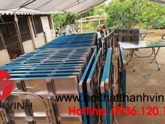 Bàn inox chữ nhật 80x130cm dùng cho quán ăn ở Quảng Ninh